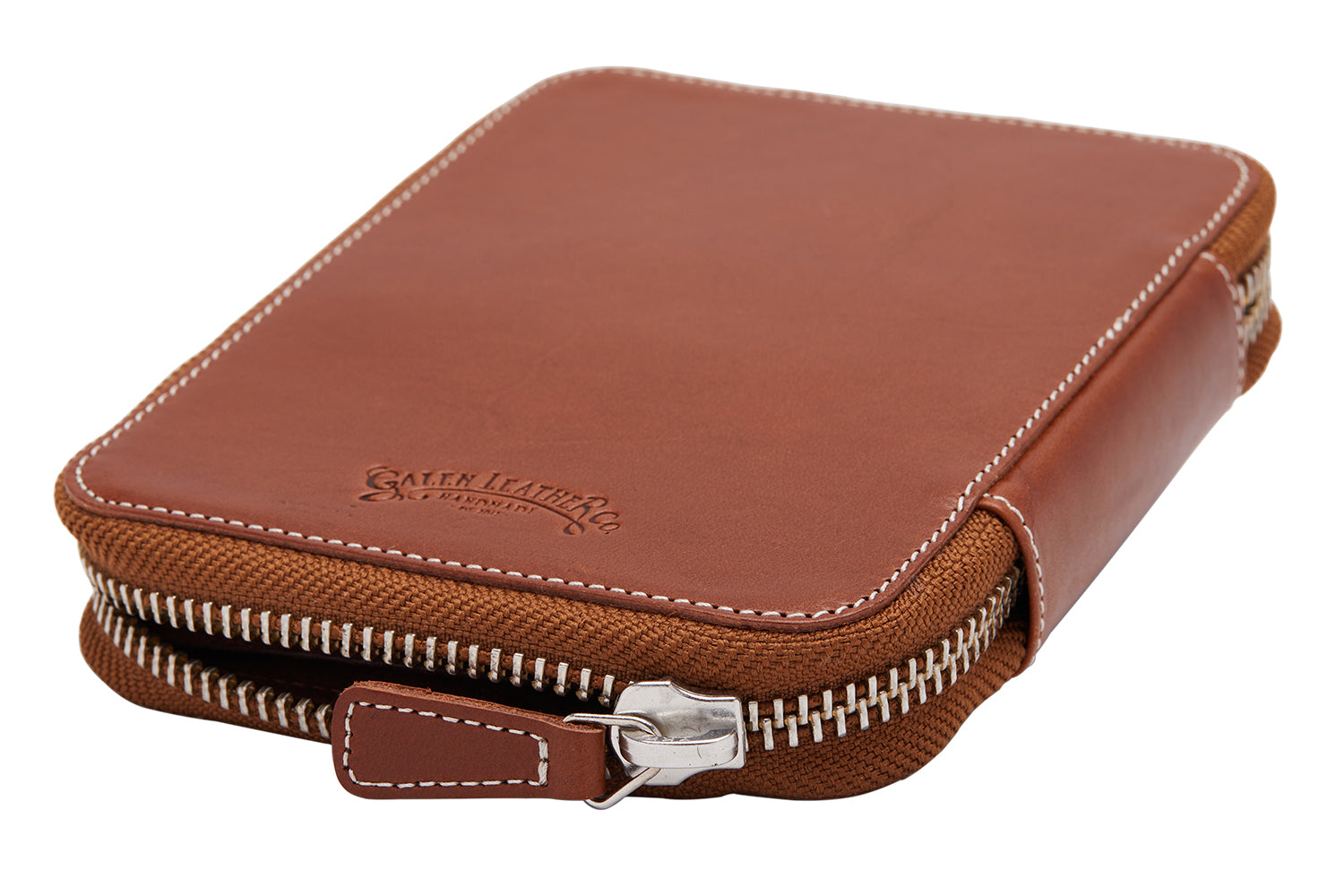 Galen Leather Zippered 10 Slot Pen Case - Brown - The Pen Company