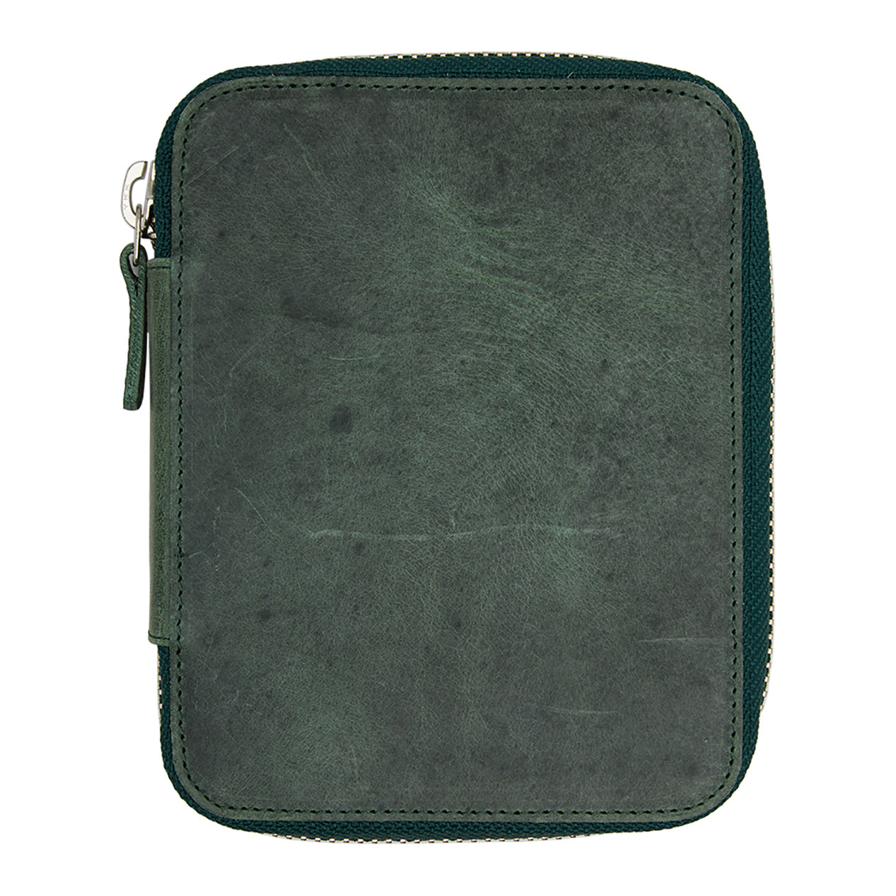Galen Leather Zippered 10 Slot Pen Case - Crazy Horse Forest Green
