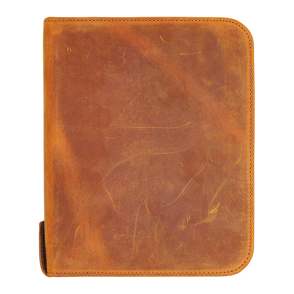 Galen Leather Zippered 40 Slot Pen Case - Crazy Horse Brown