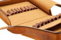 Galen Leather Zippered 40 Slot Pen Case - Crazy Horse Brown