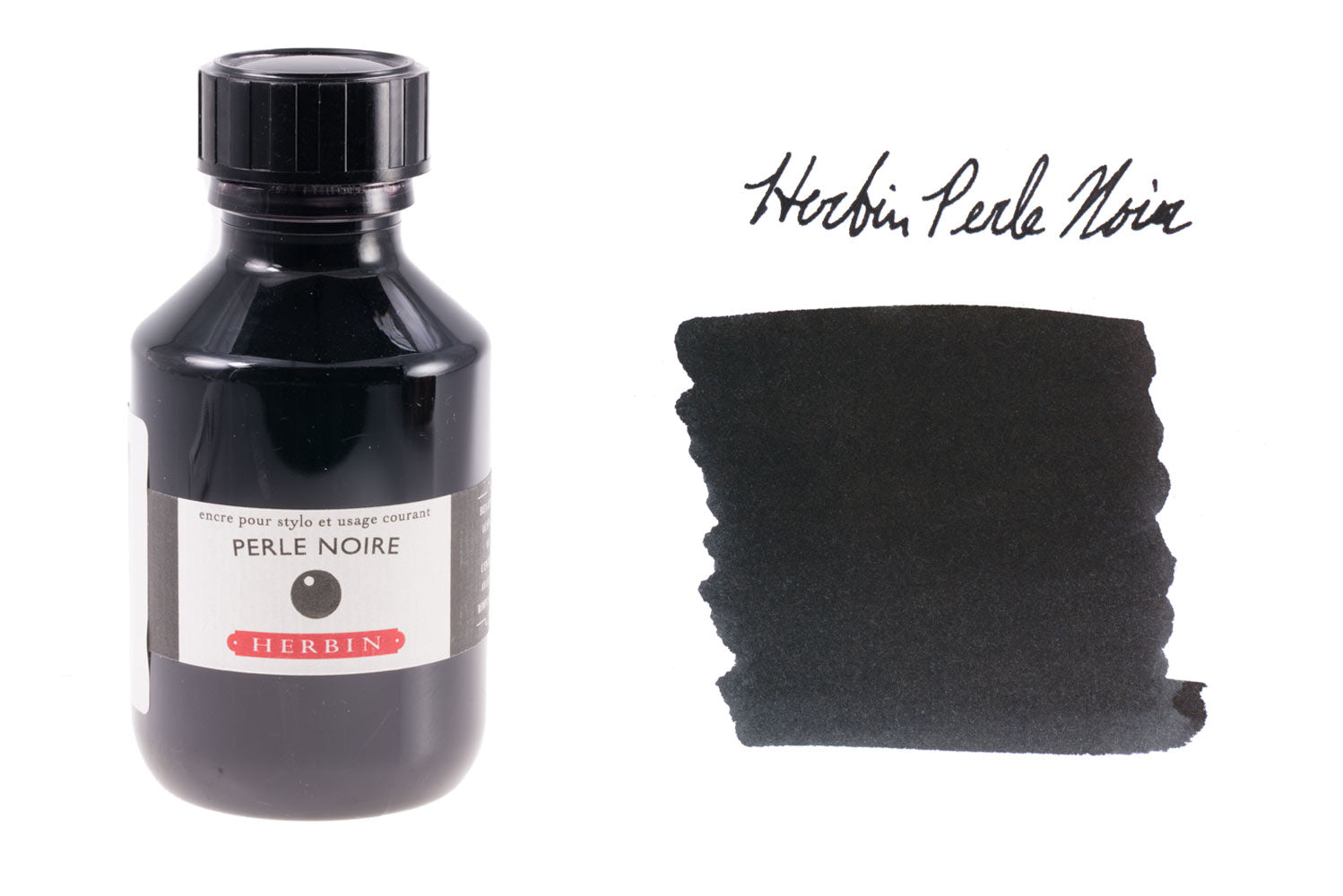Herbin Perle Noire - 100ml Bottled Fountain Pen Ink - The Goulet