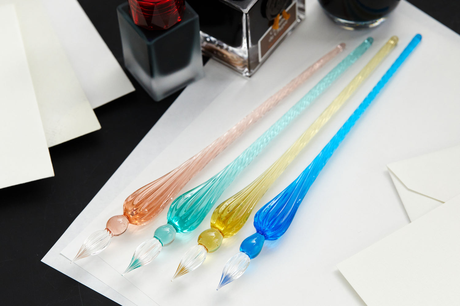 Jacques Herbin Round Glass Dip Pen Blue The Goulet Pen Company