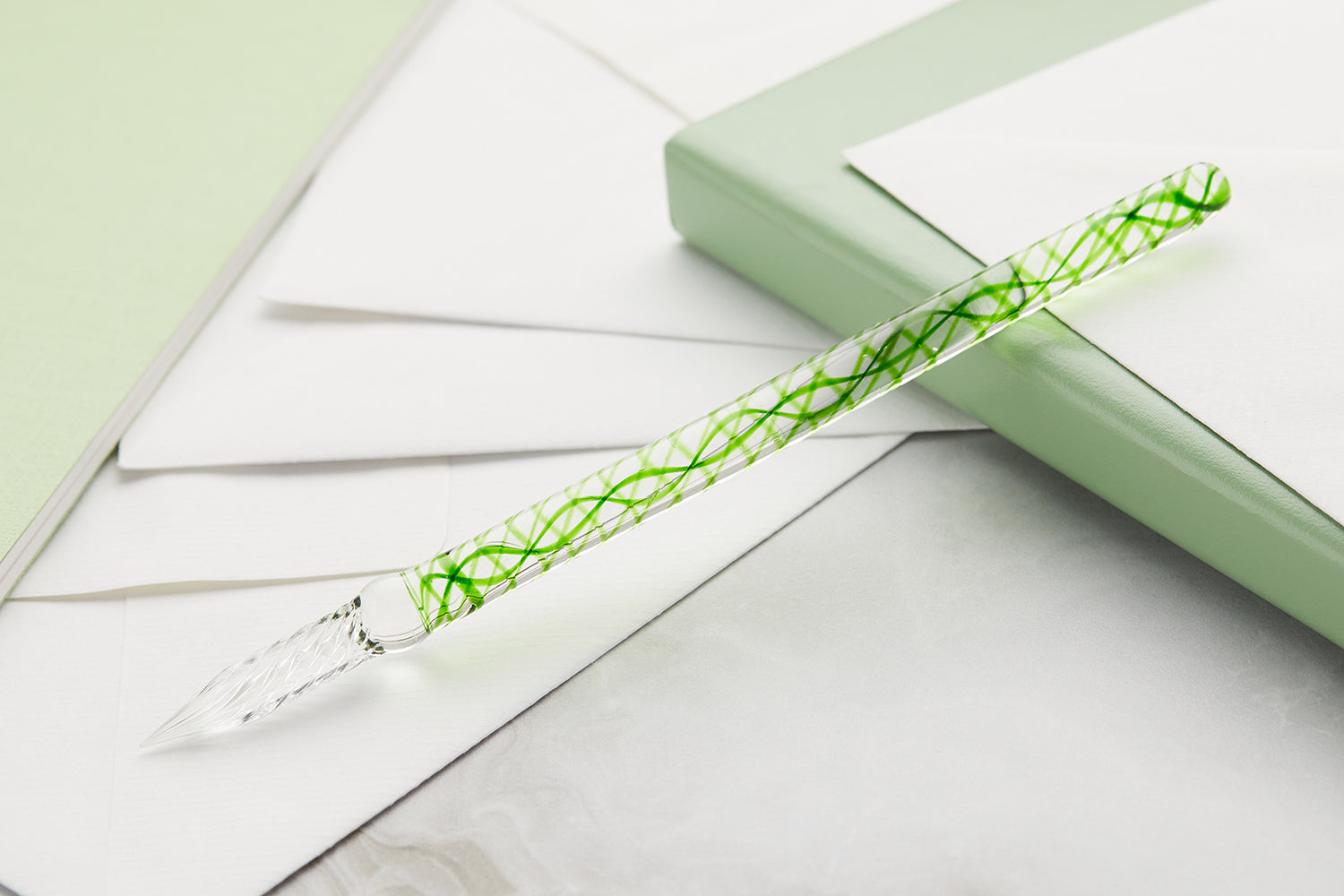 Jacques Herbin Straight Glass Dip Pen Vert Pre Goulet Pens