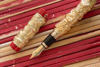 Jinhao 999 Dragon Fountain Pen - Gold/Red