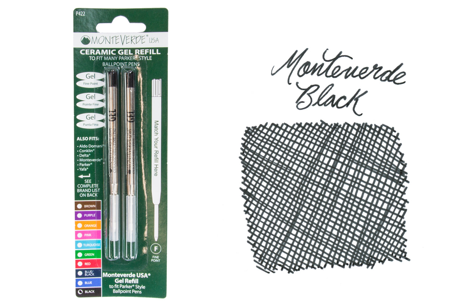 Monteverde Capless Gel P42 Rollerball Refills Black 0 7mm Fine x2 monteverde-capless-gel-p42-rollerball-refills-black-0-7mm-fine-x2