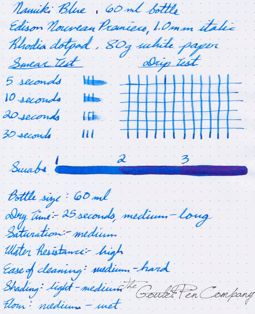 Pilot Namiki Blue - Ink Sample - The Goulet Pen Company