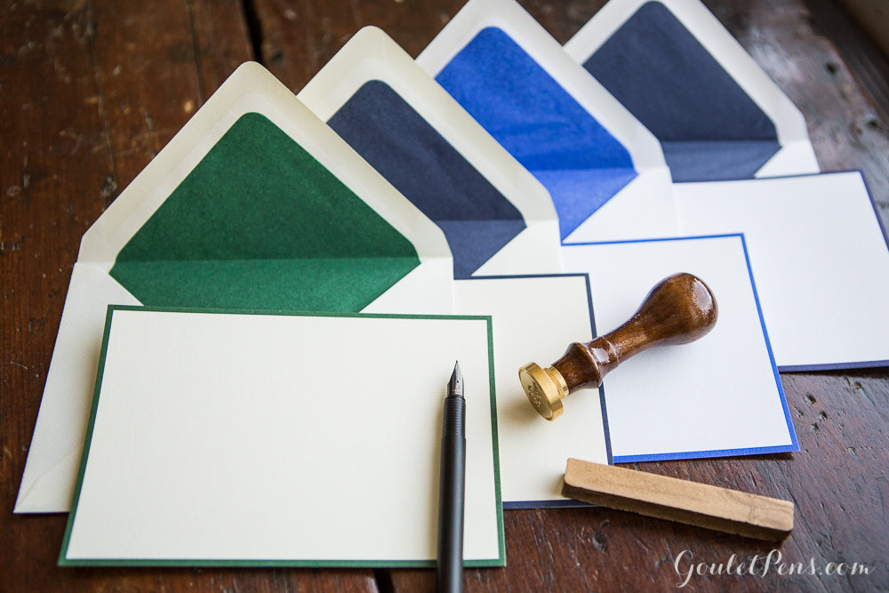 Original Crown Mill Bicolor Note Card Correspondence Set - Cream/Green ...