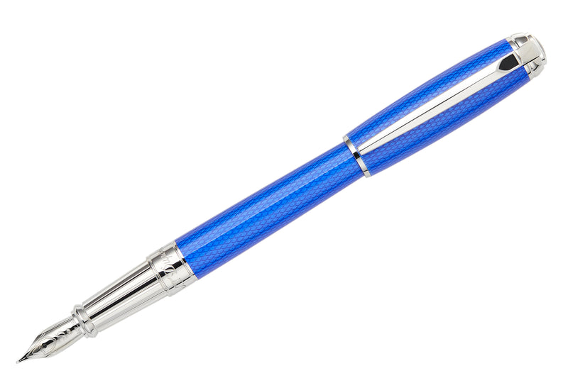 S.T. Dupont Line D Large Fountain Pen - Diamond Guilloche Sapphire