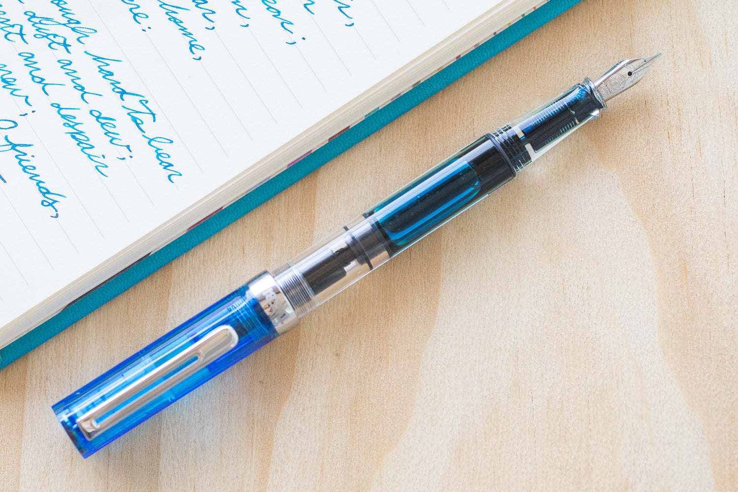 Penna Stilografica TWSBI Eco Trans Blue - Pennino F, Trasparente Blu, Cappuccio Posteriore
